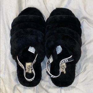 Fluff yeah black ugg slippers